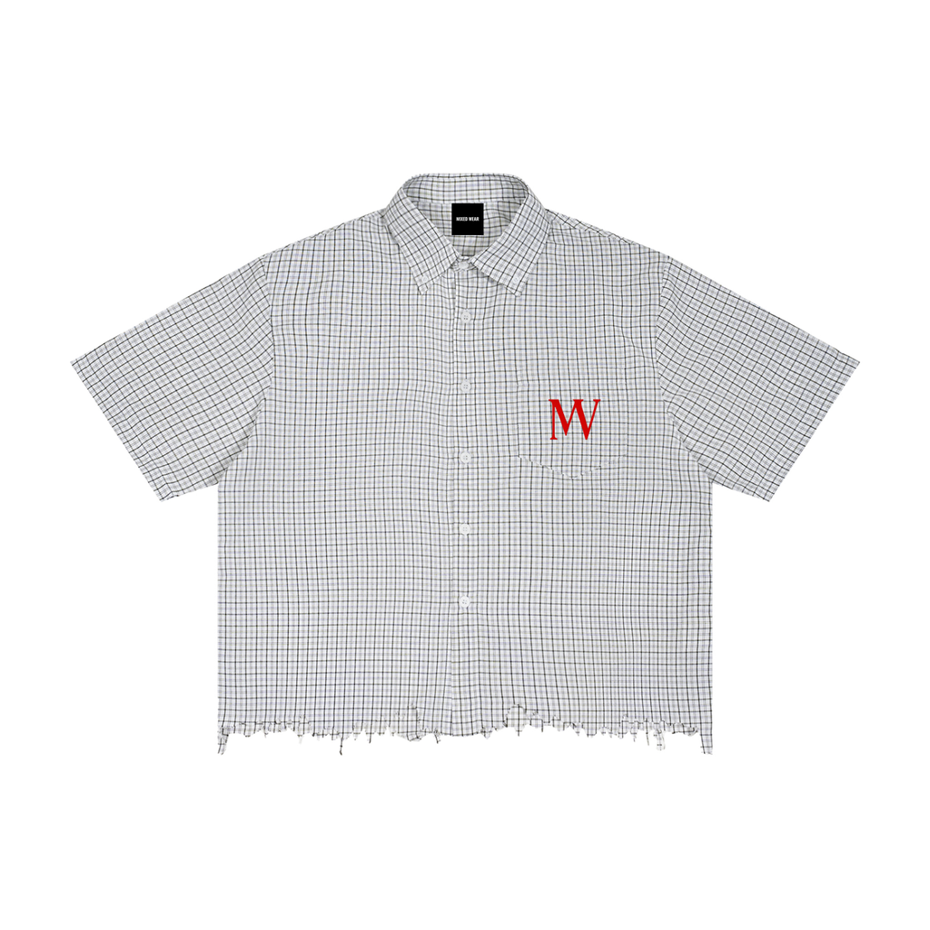 MW Distressed Plaid Boxy Shirt