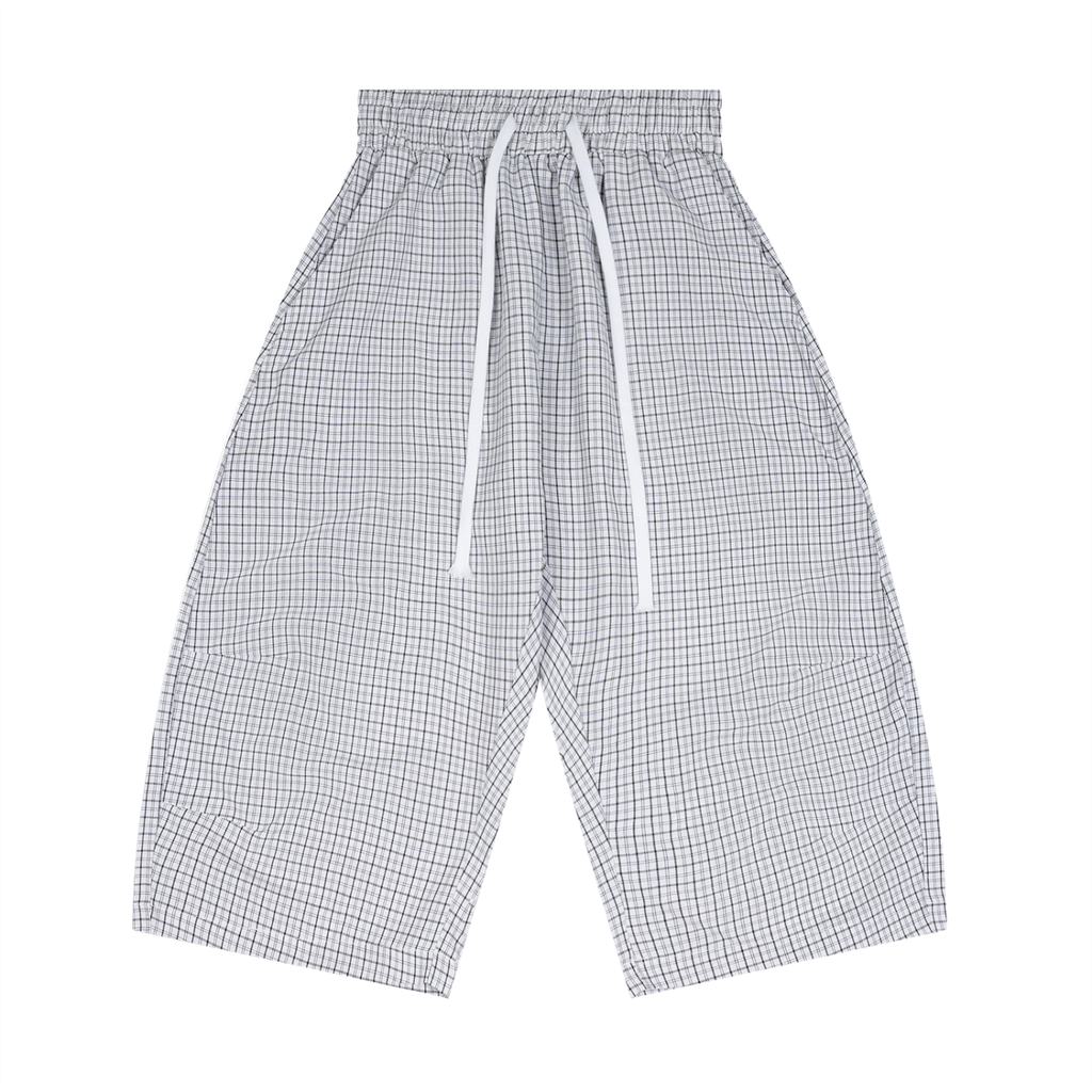 MW Plaid Loose Capri Shorts